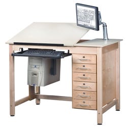 Image for Diversified Woodcrafts Drawing Table, 42 x 30 x 39-3/4 Inches, Almond Colored Plastic Laminate Top and Drawers from School Specialty