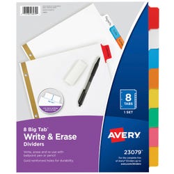 Image for Avery 23079 Big Tab Write and Erase Dividers, 8 Tab, 8-1/2 x 11 Inches, Multi-Color from School Specialty
