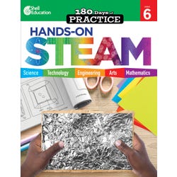 Shell Education Workbook 180 Days of Hands-On-Steam, Grade 6, Item Number 2097285