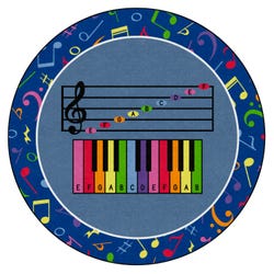 Image for Childcraft Music Notes Carpet, 12 Feet, Round, Primary from School Specialty