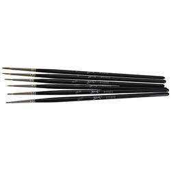 Sax Red Synthetic Detail Spotter Paint Brushes, Assorted Sizes, Black, Set of 6, Item Number 411572