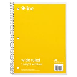 Image for C-Line 1 Subject Notebook, 8 x 10-1/2 Inches, Wide Ruled, Yellow, 70 Sheets from School Specialty