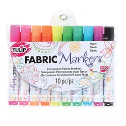 Image for Tulip Permanent Fabric Brush Tip Markers, Neon, Set of 10 from School Specialty