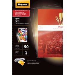 Image for Fellowes Laminating Pouches, 12 x 18 Inches, 3 mil Thickness, Pack of 50 from School Specialty