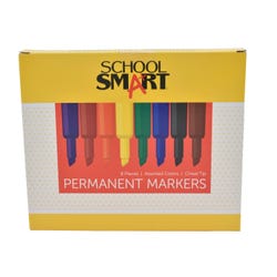 Image for School Smart Non-Toxic Permanent Markers, Broad Chisel Tip, Assorted Colors, Pack of 8 from School Specialty