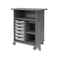 Image for Fleetwood Designer 2.0 Presentation Cart, 36 x 22 x 40 Inches, 6 Trays Included, Non-Locking Door, Magnetic Pegboard Back from School Specialty