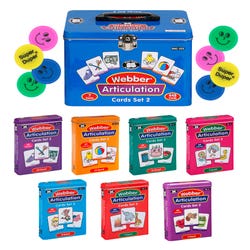Image for Super Duper Webber Articulation Cards with Illustrations, Set 2 for SH, CH, TH, F, V, K, and G from School Specialty