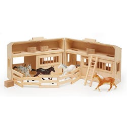 Image for Melissa & Doug Wooden Fold and Go Stable with Toy Horses, 11 Pieces from School Specialty