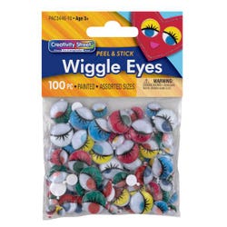 Creativity Street Peel and Stick Wiggle Eye with Painted Lids and Lashes, Set of 100, Item Number 085877