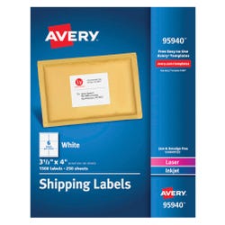Avery Bulk Shipping Labels, 3-1/3 x 4 Inches, White, Pack of 1500, Item Number 1597363