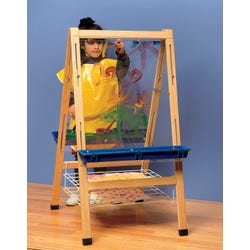 Childcraft Double Adjustable Easel, Clear Panels, Drying Rack, 24 x 26-7/8 x 44-1/2 Inches, Item Number 296315