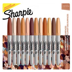 Sharpie Permanent Markers, Portrait Colors, Fine Point, Assorted, Pack of 12 Item Number 2102343