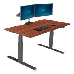 VARI Electric Standing Desk, Dark Wood 2038969