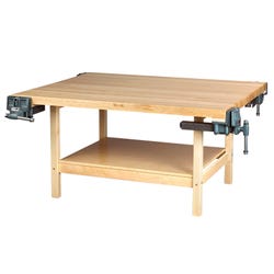 Diversified Woodcrafts 4-Station Workbench, 64 x 54 x 32-1/4 Inches, Maple, Item Number 500412