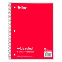 Image for C-Line 1 Subject Notebook, 8 x 10-1/2 Inches, Wide Ruled, Red, 70 Sheets from School Specialty