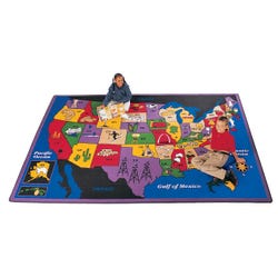 Carpets for Kids Discover America Carpet, 4 Feet 5 Inches x 5 Feet 10 Inches, Rectangle, Multicolored, Item Number 520722