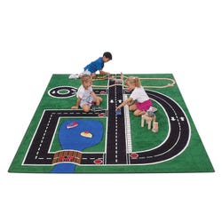 Image for Carpets for Kids Neighborhood Play Carpet, 4 Feet 1 Inches x 5 Feet 10 Inches, Rectangle, Green from School Specialty