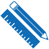 blue icon of pencil and ruler